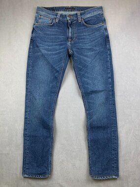 Nudie Jeans Mens Pants 30 Mid Blue Denim Lean Dean Organic Cotton Stretch 30x29